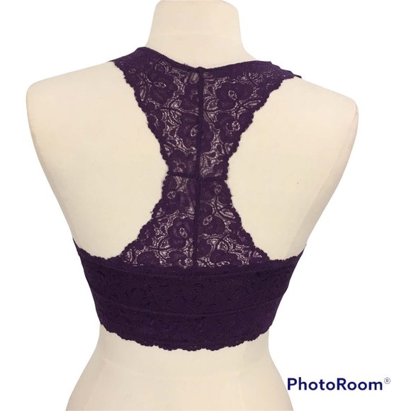 French Affair Purple Lace Racerback Bralette, size Medium - Picture 5 of 9